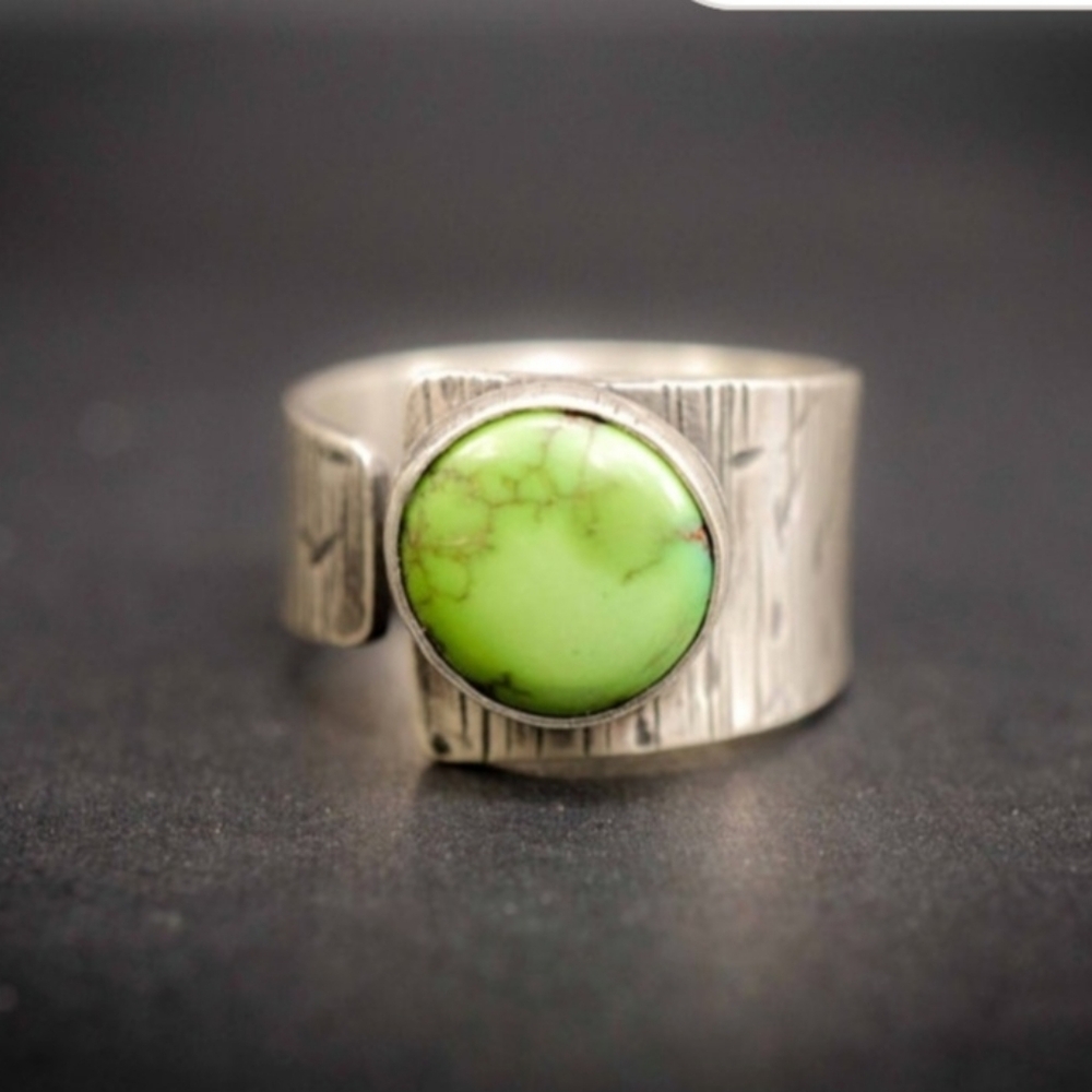 Green Sonoran Turquoise Sterling Silver Adjustable Ring